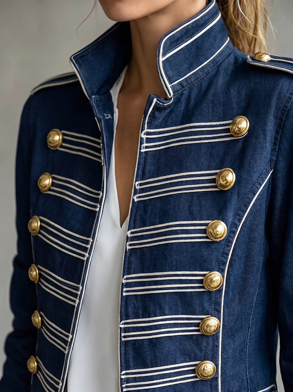 Marion | Chaqueta vaquera de estilo militar con botones dorados