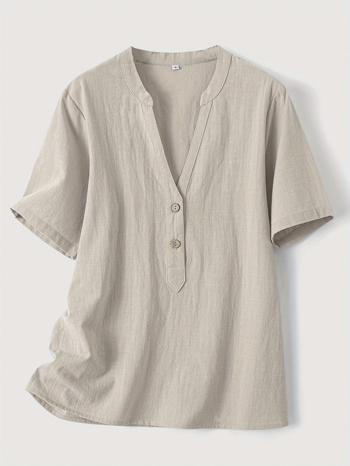 Blusa Elegante con Escote en V y Botones de Madera