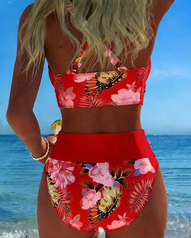 ÁNGELA™ | Bikini de dos piezas con estampado floral y contraste