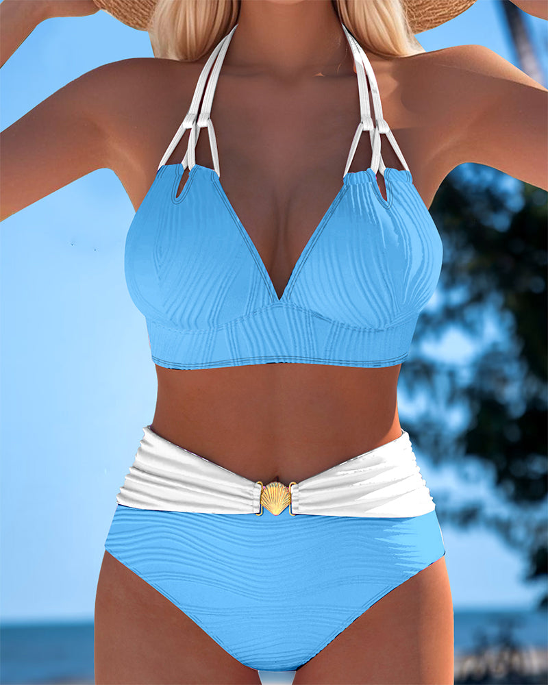 LOLA™ | BAÑADOR de cintura alta con tirantes dobles y color en contraste