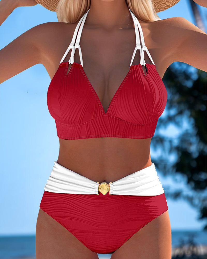 LOLA™ | BAÑADOR de cintura alta con tirantes dobles y color en contraste