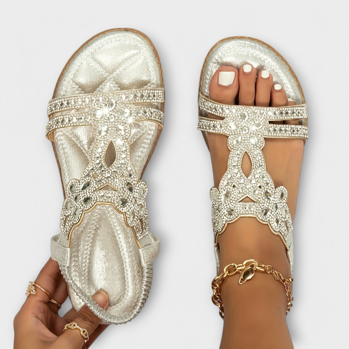 Blanca™ – Sandália Boho Crystal
