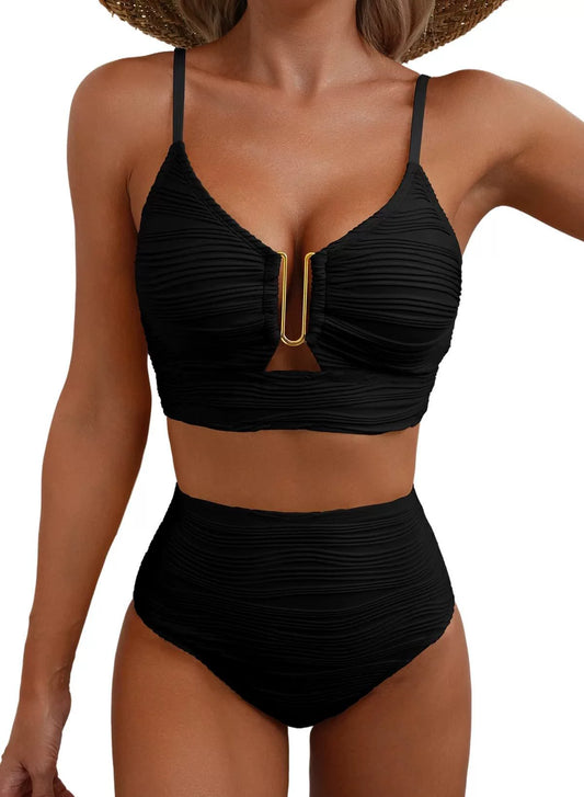 SIRENA |Conjunto de Bikini de Cintura Alta Golden U-Link