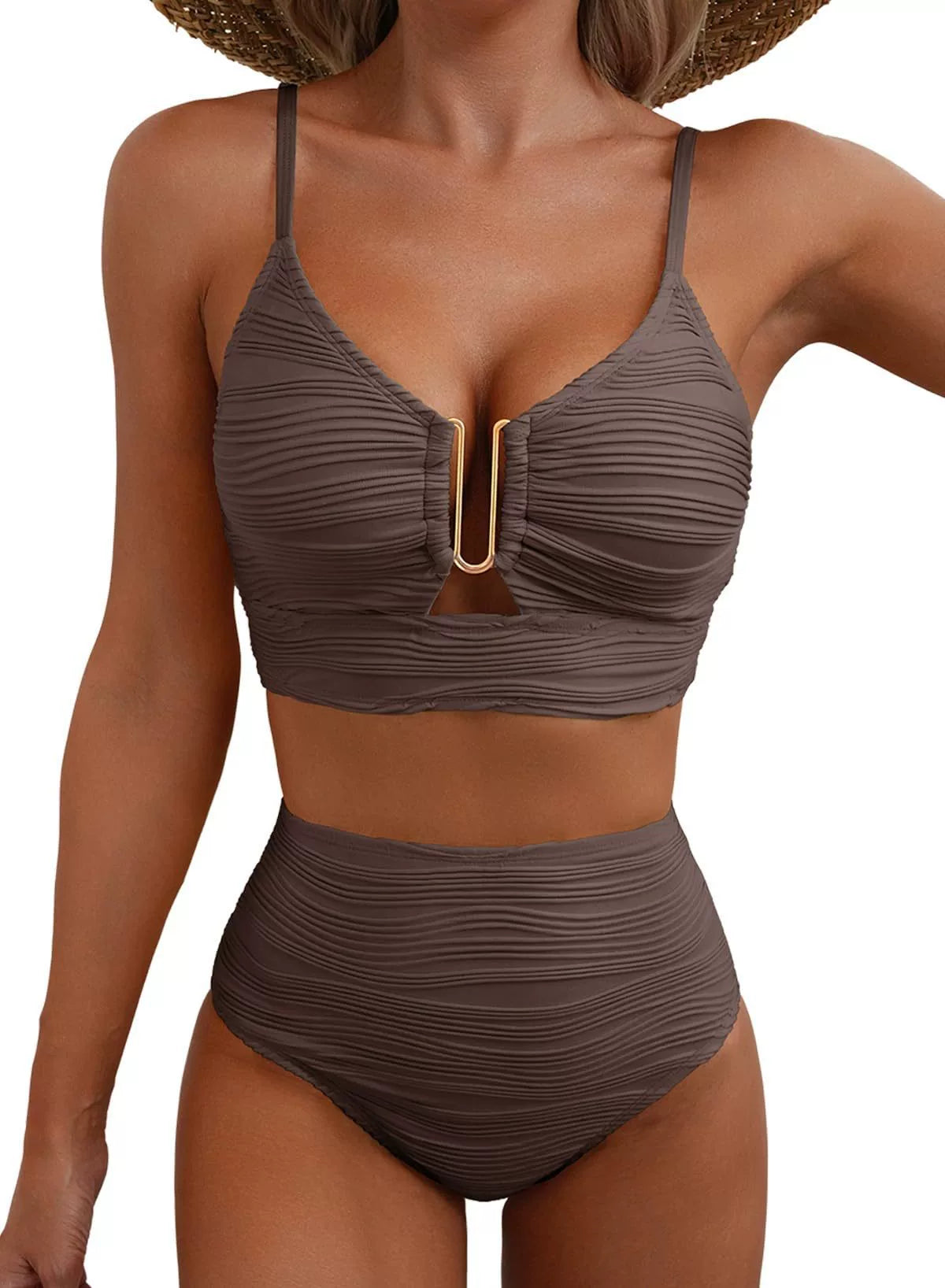SIRENA |Conjunto de Bikini de Cintura Alta Golden U-Link