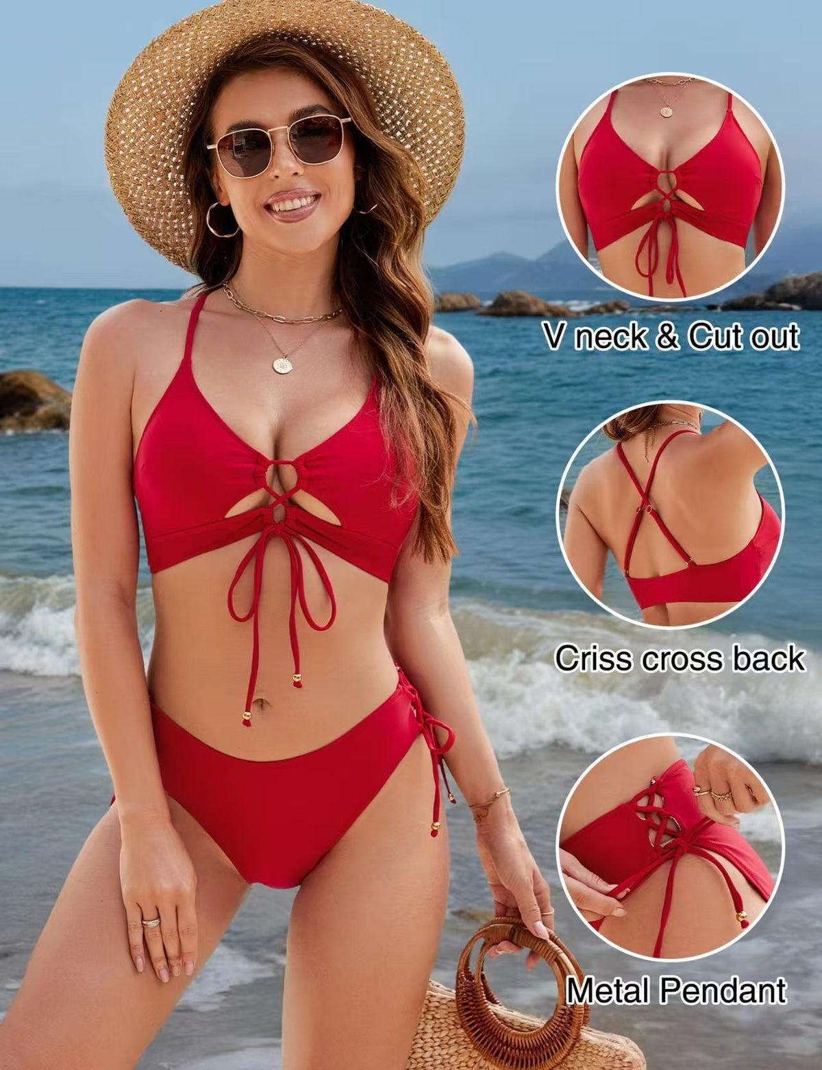 BRUNA | Conjunto de Bikini con Lazo Frontal y Lados Ajustables