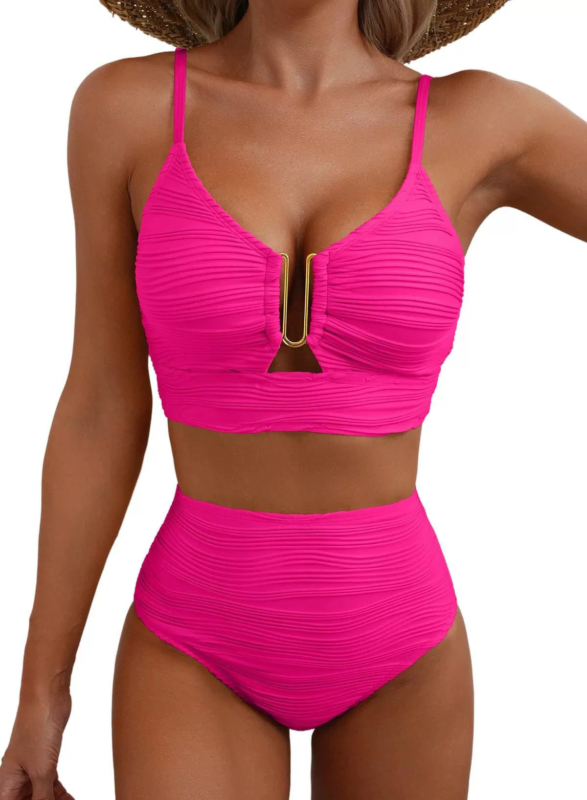 SIRENA |Conjunto de Bikini de Cintura Alta Golden U-Link