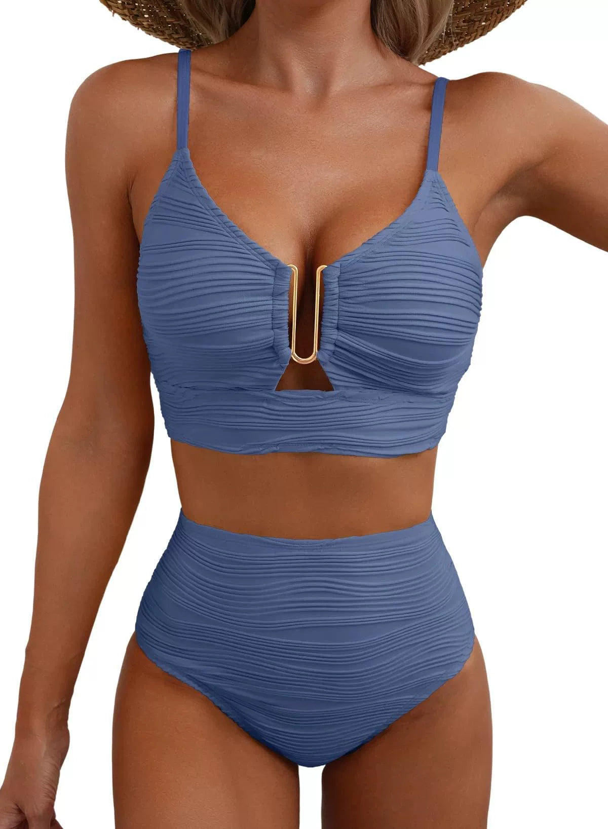 SIRENA |Conjunto de Bikini de Cintura Alta Golden U-Link