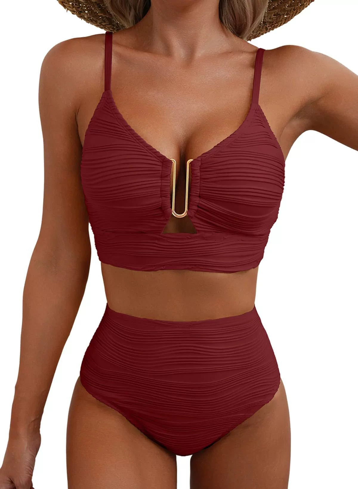 SIRENA |Conjunto de Bikini de Cintura Alta Golden U-Link