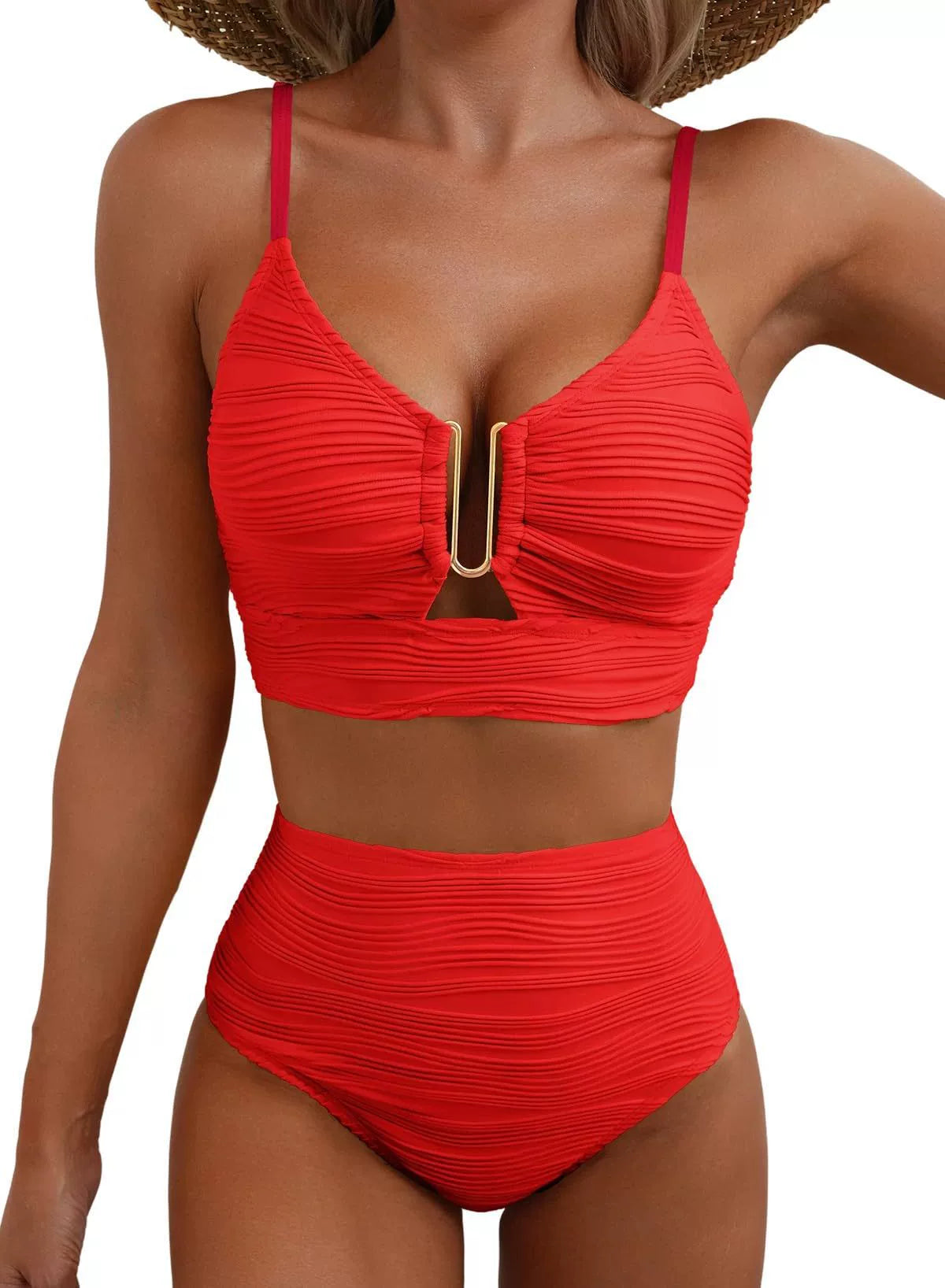 SIRENA |Conjunto de Bikini de Cintura Alta Golden U-Link