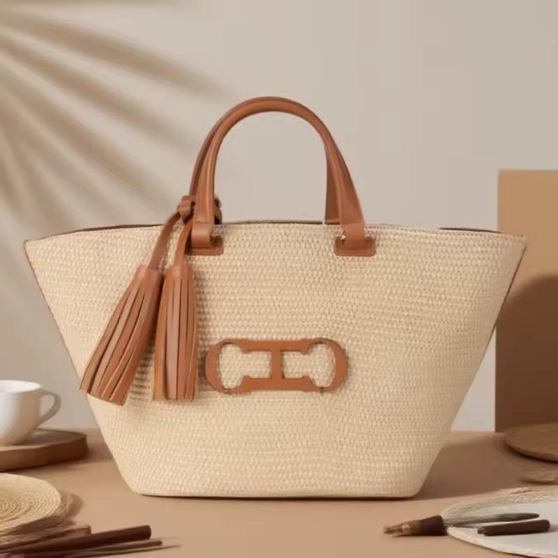 Alicia | Bolso Shopper Trenzado de Hombro Mujer Borlas