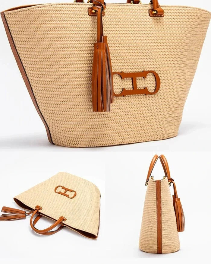 Alicia | Bolso Shopper Trenzado de Hombro Mujer Borlas